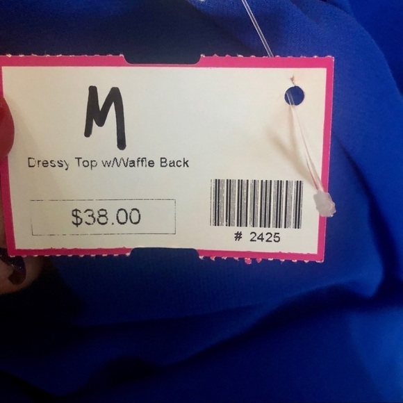 NWT MINE royal blue high-low razerback tank top with lattice back. Medium - Picture 10 of 10